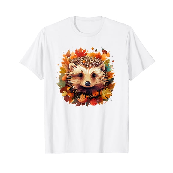 Nature, autumn with Hedgehog Pet Animal Design White T-Shirt