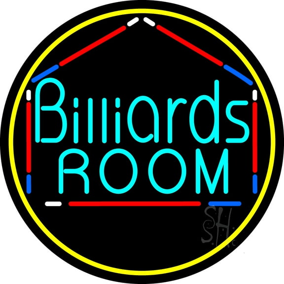 Billiards Room 3 LED Neon Sign 26 x 26 - inches, Black Square Cut Acrylic Backing, with Dimmer - Bright and Premium built indoor LED Neon Sign for wall décor, arcarde, and storefront.