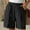 Black, variant on Juslio Womens Shorts Ruffle Pockets Loose Comfy Cotton Linen Solid Casual Ladies Shorts