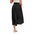 thumbnail image 4 of Women'S High Waist Solid Midi Skirt with Split Thigh and Pleated Paperbag Waist Black XL, 4 of 9