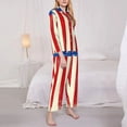 thumbnail image 3 of Disketp America Flags2 Pajamas Set Long Sleeve Sleepwear Womens Button Down Nightwear Pj Sets-{designName}-Large, 3 of 7
