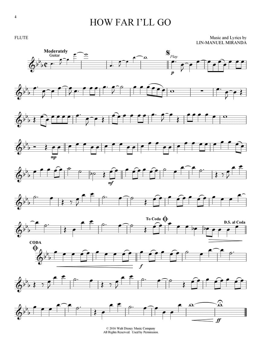Hal Leonard Moana Flute Audio Online Walmart Com Walmart Com
