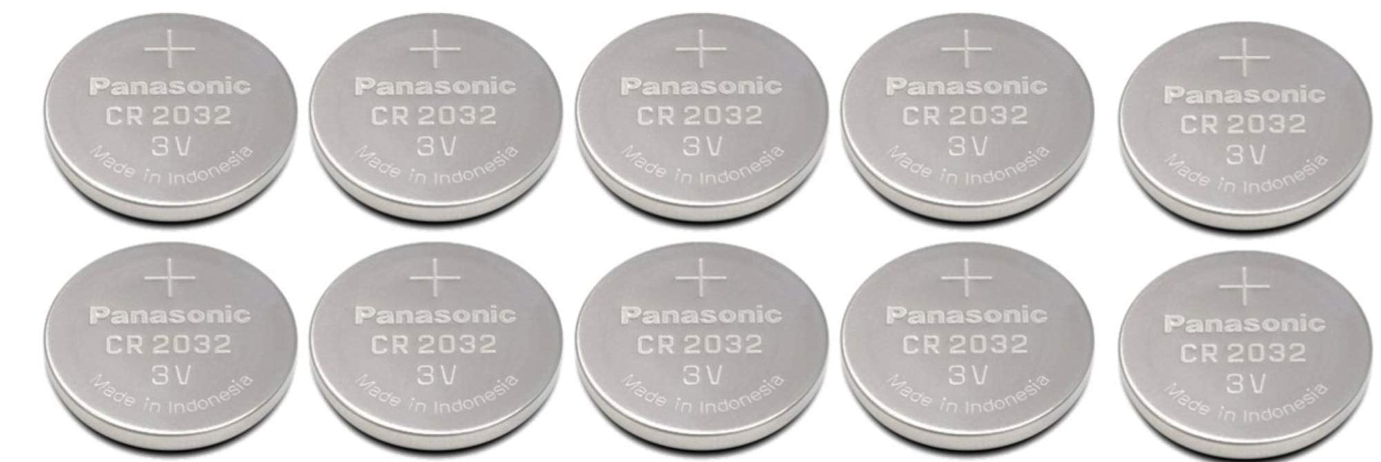 3V Panasonic CR2032 CR-2032 Lithium Coin Cell 10 Pack - BULK PACKAGING