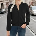 thumbnail image 4 of Duoif Womens Jacket, Women's Solid Color Zipper Jacket Baseball Collar Casual Jacket Casual Jackets for Women Black XXXL, 4 of 6