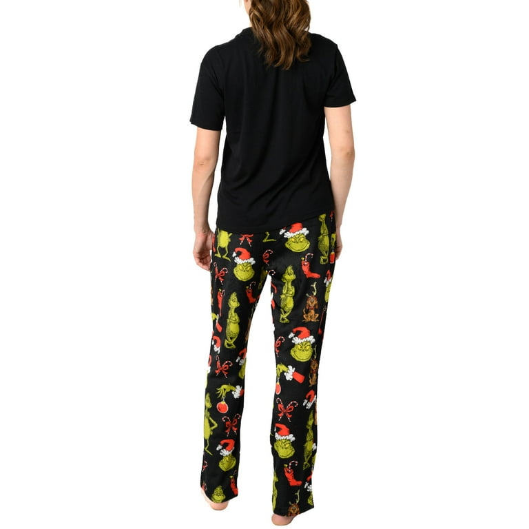 Women s Dr Seuss The Grinch Pajama Set T Shirt Pants Plush