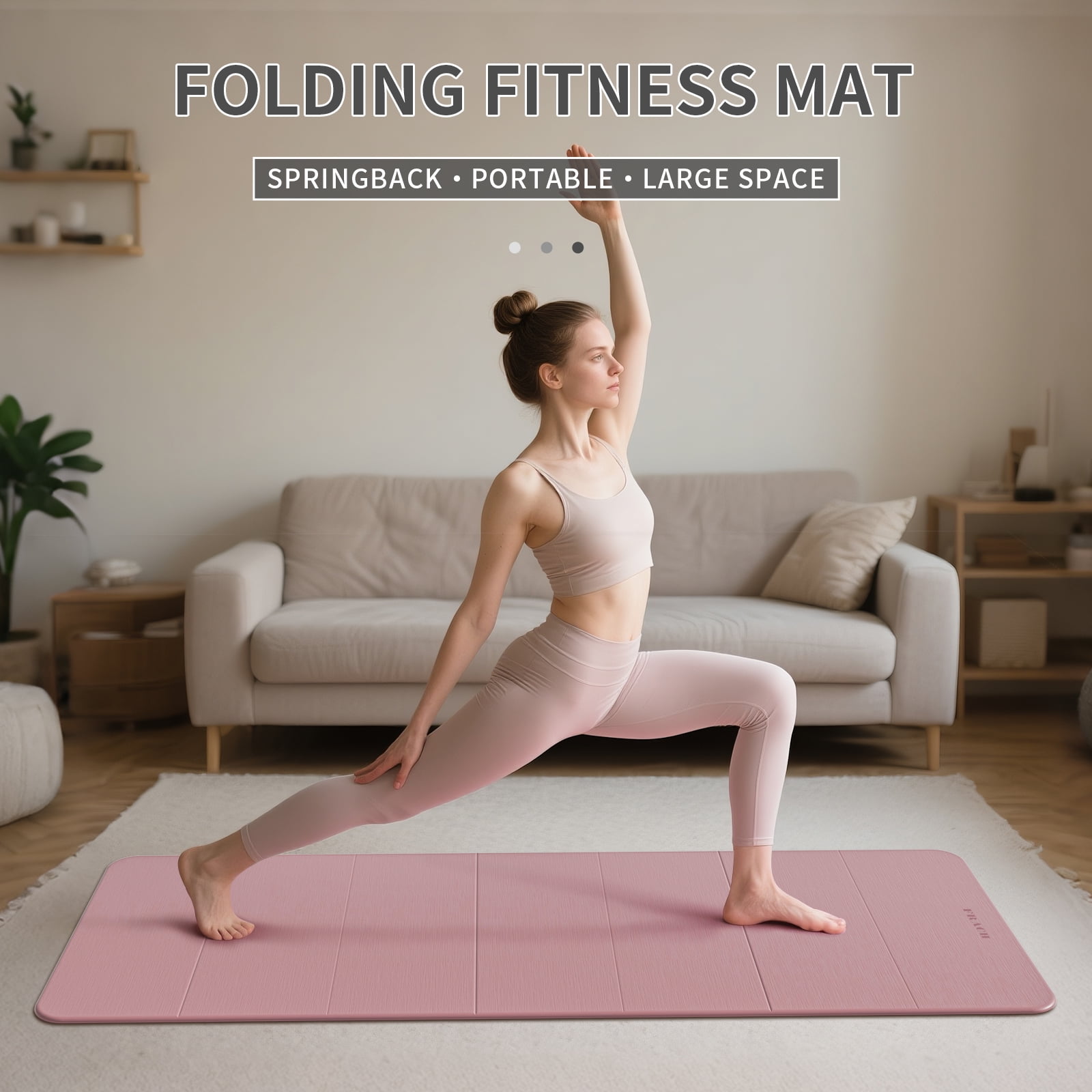 Frach Foldable Yoga Mat Extra Thick 0.5",Non-Toxic Odorless Joint Support for Beginner,Gymnastics Mat for Indoor and Outdoor(Pink+Blue)