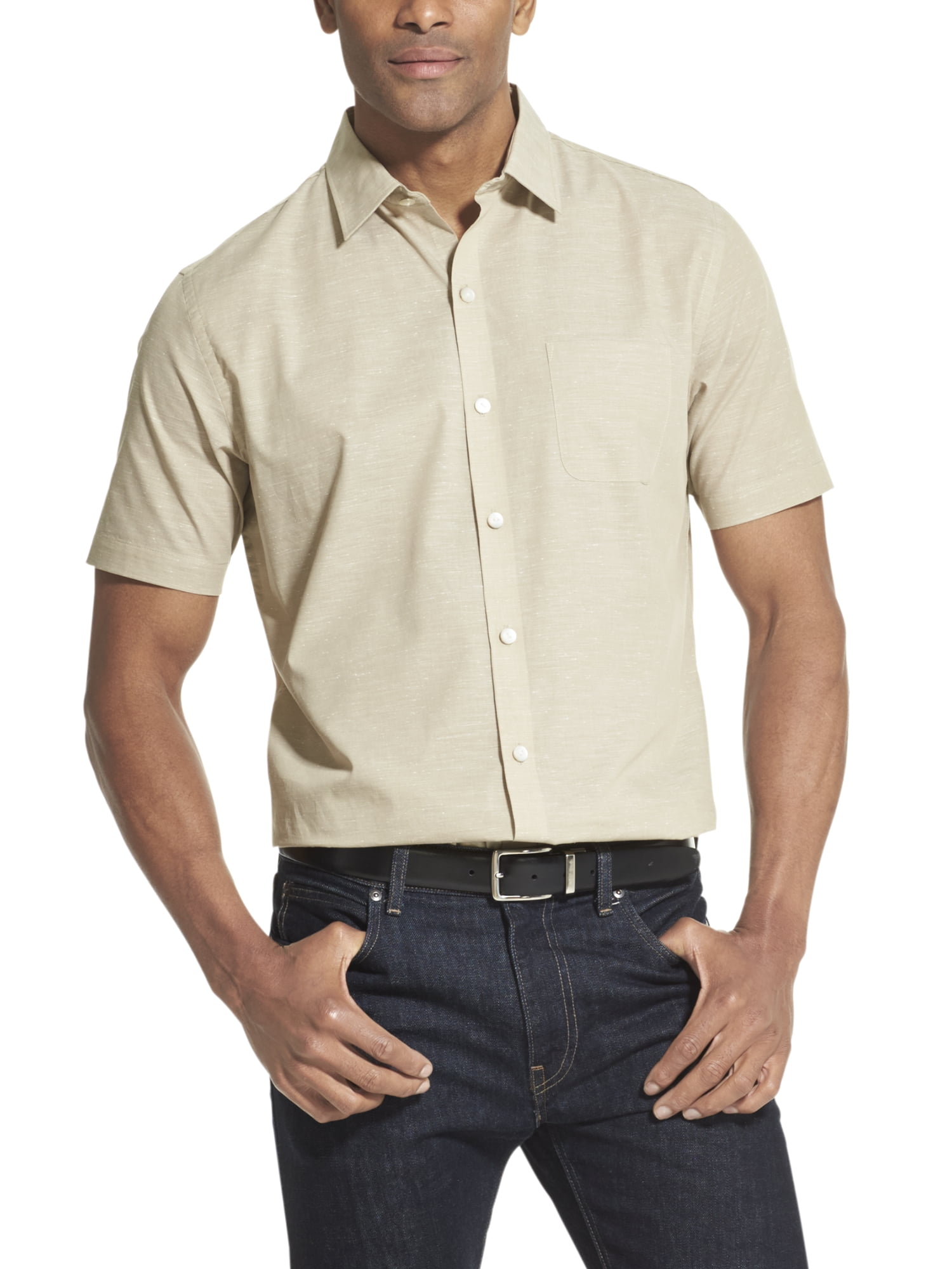 Mens Shirt Van Heusen Regular Fit Cotton Rich Easycare Short Sleeve Button-Down