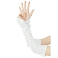 thumbnail image 5 of INSPIRE CHIC Women's Fingerless Sleeves Elbow Long 1920s Satin Gloves with Finger Loop One Size White, 5 of 6