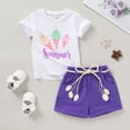thumbnail image 3 of Younger Tree Baby Girl Summer Clothes Set Short Sleeve T-Shirt Shorts 2pcs Outfits for 5 T, 3 of 7