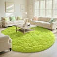thumbnail image 2 of KIXINWA Green Round Rug for Girls Bedroom, Fluffy Circle Rug for Kids Room, 5x5 Feet Plush Area Rug for Bedroom, Soft Fuzzy Circular Rug, Non Slip Shaggy Living Room Rug, 2 of 6