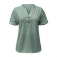 thumbnail image 4 of B91xZ Chemises d'Été pour Femmes Mode Automne Été Pull Col Rond Manches Courtes, Vert TTG, 4 of 5
