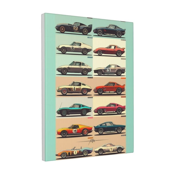 12x16 inch Canvas Hanging Picture Retro Sports Car Illustration,Garage Painting Decor Accessory,Man Cave,Garage,Bathroom,Bar Decor Wall Art Prints,Gift For Car Lovers,Modern Art Car Paintings