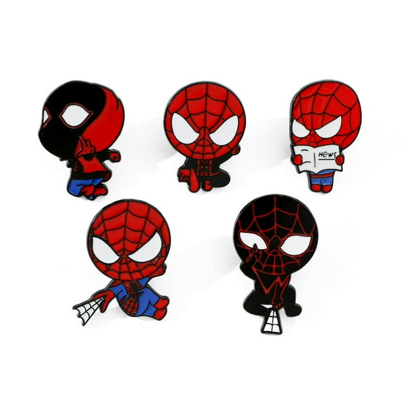 5pcs Cute Spiderman Enamel Pins - Collectible Badge Set for Jackets, Bags & Gifts