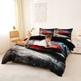 thumbnail image 2 of Castle Fairy Graffiti Sports Car Duvet Cover Set for Kids, Urban Wall Print Bedding Full for Bedroom, Red Black,Black Reversible,3pcs,No Comforter, 2 of 6
