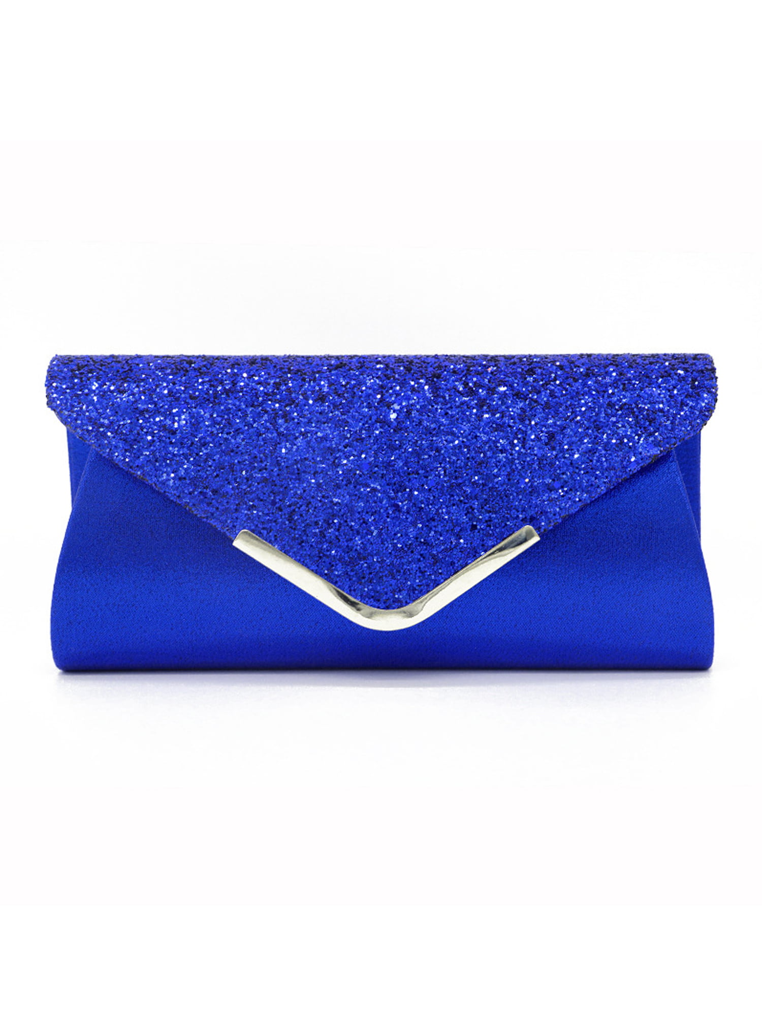 Glitter Faux Leather Envelope Evening Clutch Bag Wedding Prom Party Womens Purse 