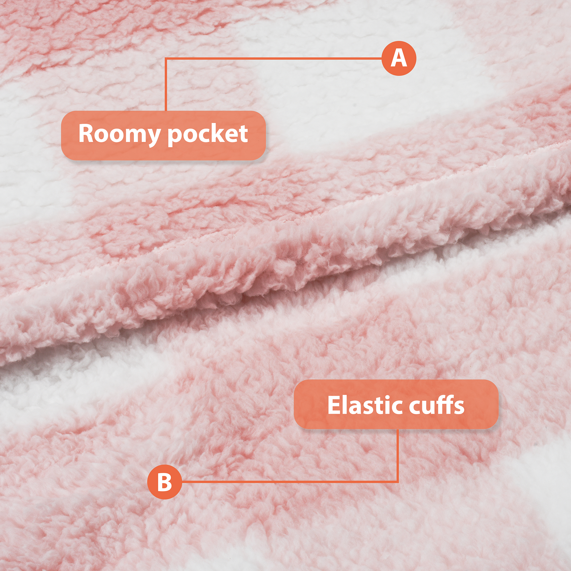 Catalonia Pink Plaid Oversized Wearable Blanket Hoodie Sweatshirt, Comfortable Sherpa Lounging Pullover for Adults Men Women Wife Girlfriend, Gift for Her