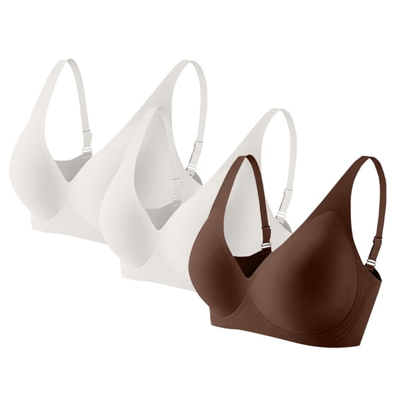 ZJXFGS 3 Pack Womens Seamless Jelly Bras,Seamless Full Coverage Plus Size Sports Bra,Sleep Bras for Women,Comfortable Seamless Full Coverage Bra,Soft Wireless Bralette K M