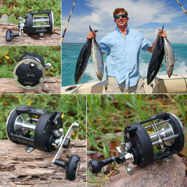 Sougayilang Trolling Reel Level Wind Fishing Reel Conventional Reel for  Salmon and Catfish 