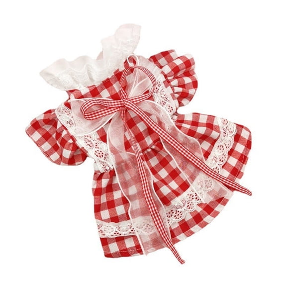 Visland Pet Dress Sweat-absorbent Breathable Non-shrink Washable Colorfast Lattice Lace 2-Legged Dog Lolita Skirt Pet Accessory