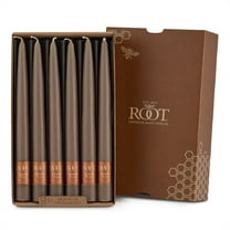 ROOT Candles Unscented Dipped Taper Candles, 9-inch Tall, Box of 12, Color: Portobello