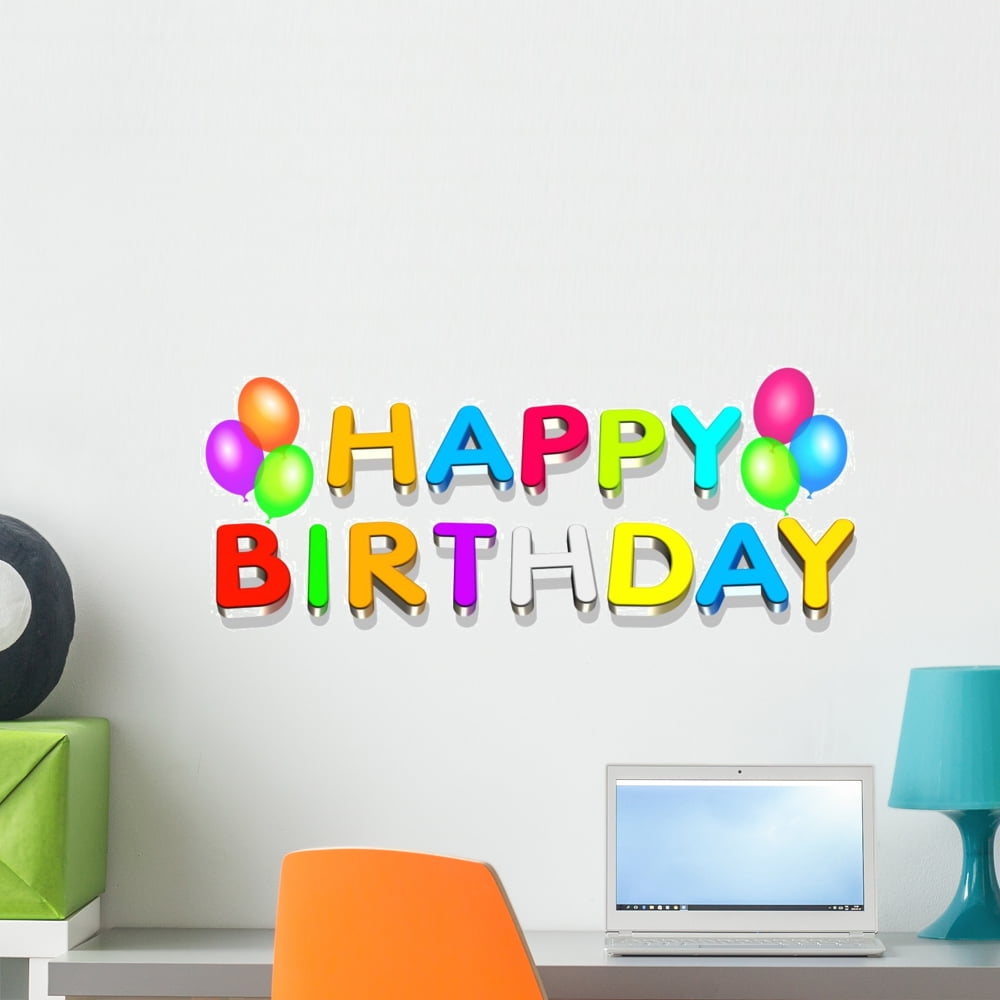 Happy Birthday Wall Mural by Wallmonkeys Peel and Stick Graphic (24 in