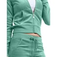 thumbnail image 5 of J. METHOD Women’s Tracksuit Set Casual 2 Piece Outfit Slim Fit Velour Velvet Zip Up Hoodie Jacket Top and Sweatpants Sweatsuit NEWTS03 Dark Green S, 5 of 6