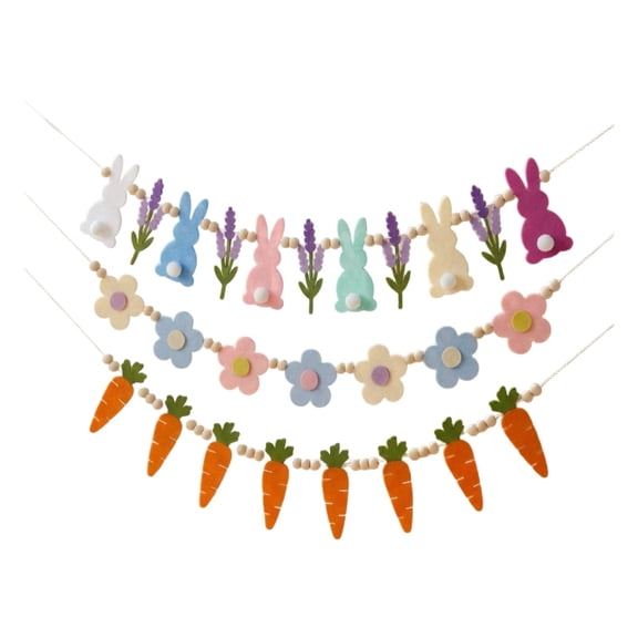 1 Set Easter Banner Garland,Easter Decorations,Cute Felt Bunny Garland,Colorful Garland Photo Props Spring Party Hanging Decor for Easter Party Home Mantel office Holiday Decorations,Purple