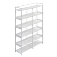 thumbnail image 3 of 6-Tier Tall Bookshelf with Stainless Steel Frame Freestanding Open Bookcases with Adjustable Foot Pads for Home Office Living Room, White, 3 of 8