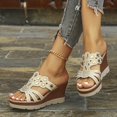 thumbnail image 4 of Women‘s Rhinestone Decor Wedge Sandals  Casual Cutout Design Platform Sandals  Comfortable Summer Shoes, 4 of 7