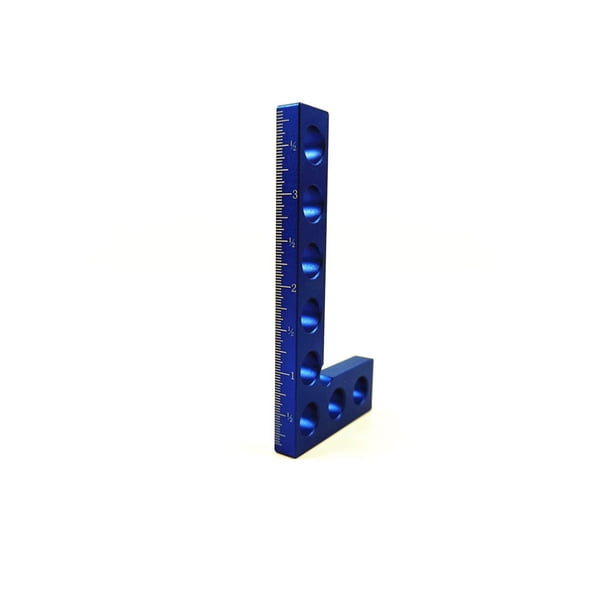 Scienceny Regla de ángulo Carpintería Metalurgia Ángulos de esquina Herramientas Calibrador de medición Aleación de aluminio en forma de L Medidores de medidas dimensionales Unidad inglesa Azul Scienceny TO009177-04