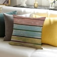thumbnail image 3 of BANET Short Plush Pillow Case Double Sided Print , Stripes Super Soft Square Throw Pillowslip Couch Sofa Covers for Bed Room, Teal Green 24x24in, 3 of 5
