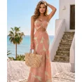 thumbnail image 5 of ChicMe Summer Dresses for Women Floral Printed Strapless Ruched Ruffle Hem Bodycon Party Vacation Dress Pink-M, 5 of 8