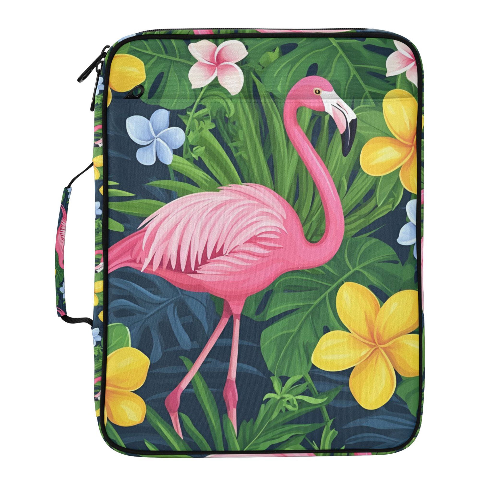 FORMRS Accordion File Folder A4 Size 7-Pocket Expanding Document Organizer Bag with 3 Ring Binder, Pink Flamingo Pattern