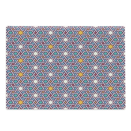 

Orient Cutting Board Geometric Lines and Stars Based on Traditional Oriental Eastern World Decorative Tempered Glass Cutting and Serving Board Large Size Multicolor by Ambesonne