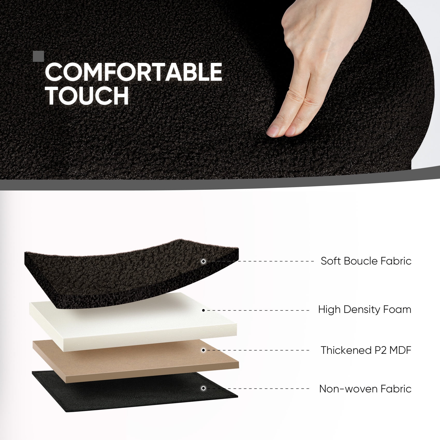 PINPLUS Storage Ottoman Bench Tufted Oval Ottoman Bench Foot Rest Velvet Bench with Storage 43" Black