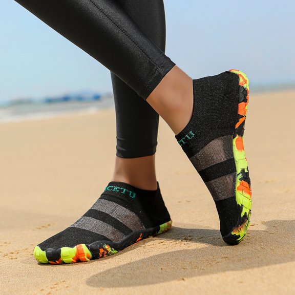 lnmuld Men Women Five Toe Water Shoes Knit Barefoot Socks for Swim Beach Yoga Cycling Color:Black,Size:37