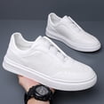 thumbnail image 5 of Men's Breathable Perforated Leather Casual Sneakers, Low-Top Lace-Up Skate Shoes, 5 of 8