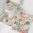 thumbnail image 3 of Boho Morocco Bath Mat 3 Piece Bathroom Rug Set, Retro Farmhouse Ethnic Neutral Aesthetic Non Slip Bath Rug Contour Mat and Toilet Lid Cover, Absorbent Shower Mats Soft Bath Rugs and Mats Sets, 3 of 8