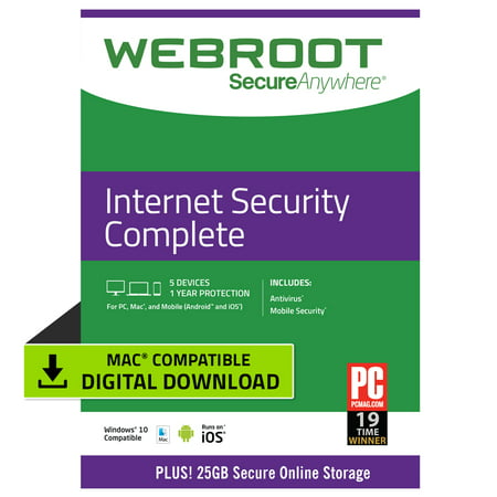 Webroot Internet Security Complete + Antivirus | 5 Devices | 1 Year | Mac