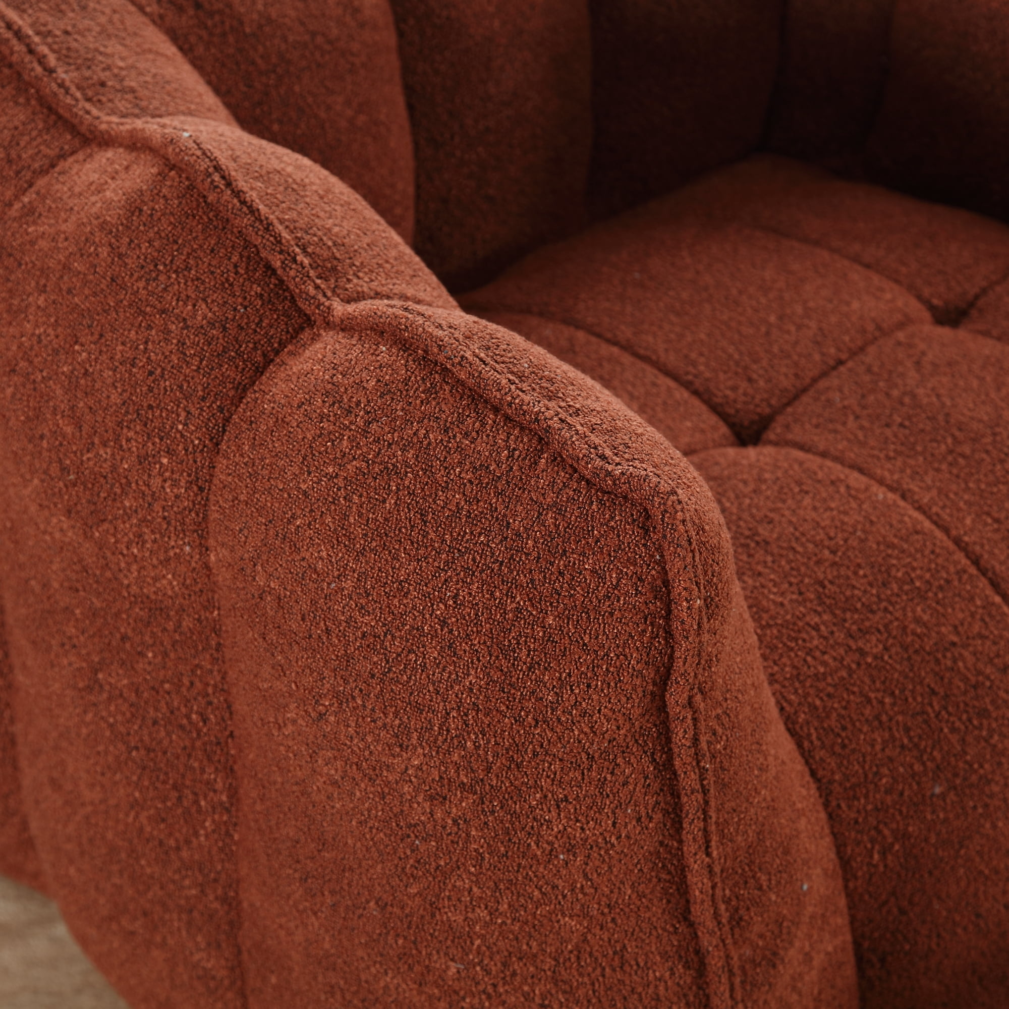 Leumius Soft Bean Bag Chair with High Resilient Foam(Chips)for Living Room and Bedroom,Comfortable Square Lazy Sofa with Footstool for Adults to Gaming, Reading and Watching TV Red+Brown