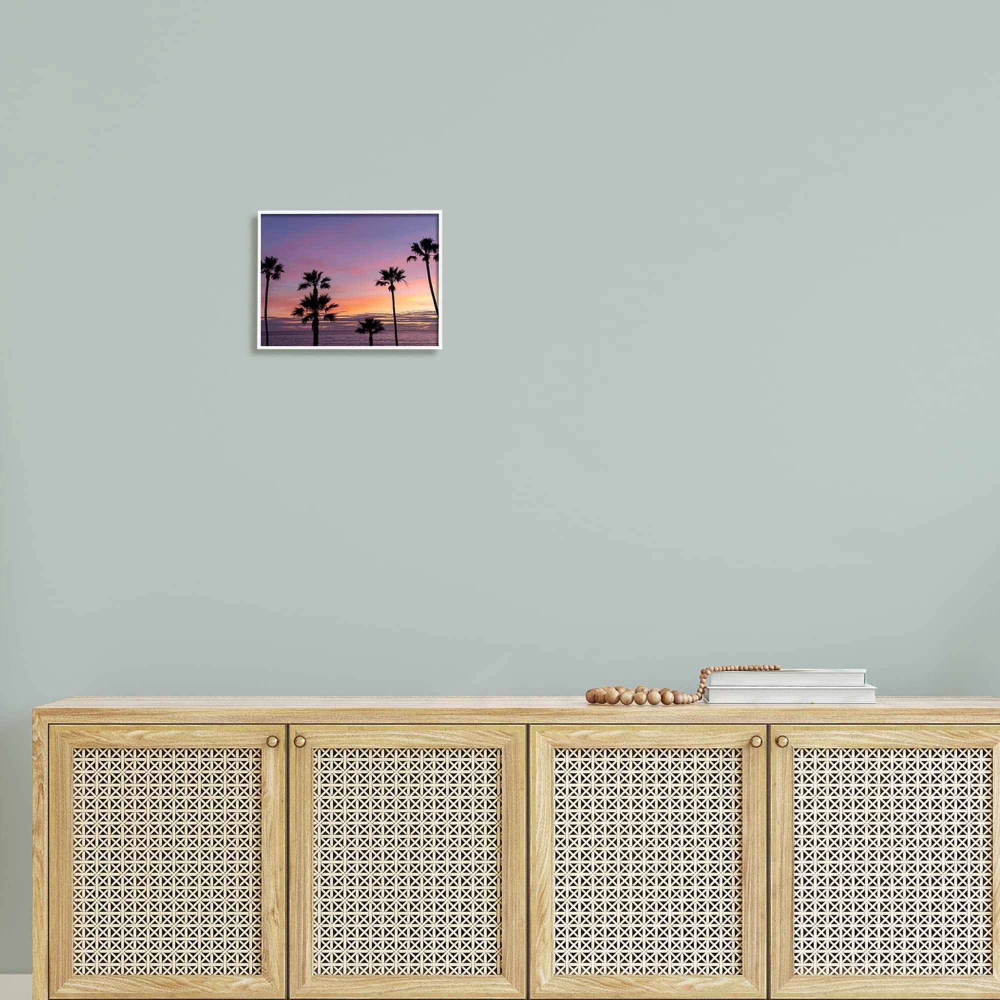 Stupell Industries Purple Sunrise Sky Tall Palm Trees Silhouettes Photograph White Framed Art Print Wall Art, Design by Jeff Poe Photography