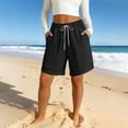 thumbnail image 5 of Only Moment Shorts for Women Jute Summer Casual High Waisted Wide Leg Drawstring Lounge Shorts Comfy 2026 Beach Vacation Clothes Golf Shorts Women Black,XL, 5 of 7
