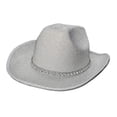 thumbnail image 5 of Sparkly Glitter Cowboy Hat Headwear for Women Men Fashion Cap Bling Wide Brim Western Hat for Nightclub Beach Summer Fancy Dress Costume White, 5 of 8
