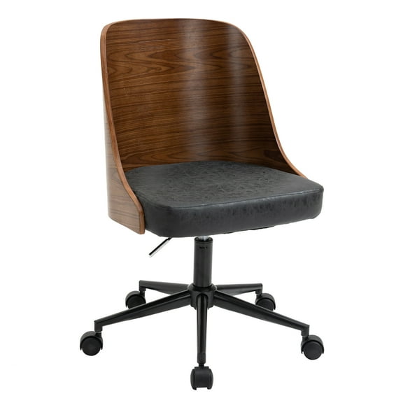 HomeStock Vintage Variety Office Chair, Black and Wood