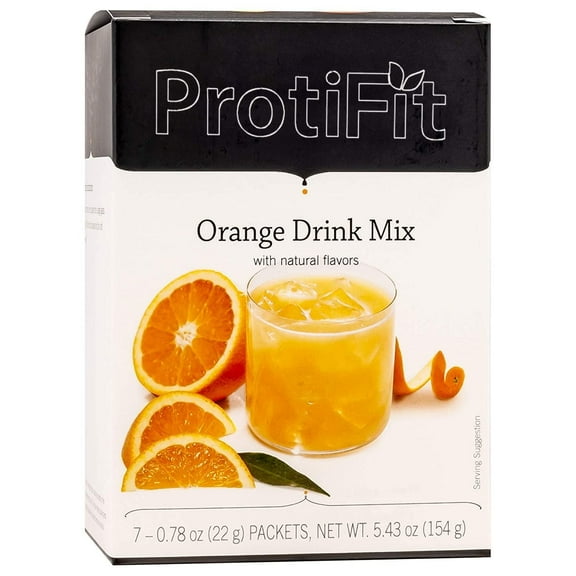 Proti Fit High Protein Fruit Flavored Powder Drink Mix, 15g Protein, 7 Servings Per Box (Orange)