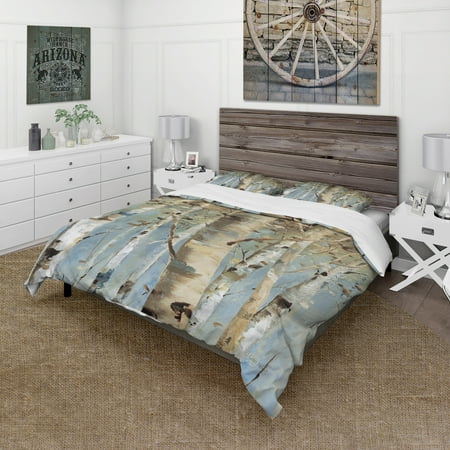 Designart 'White Birch Forest II' Farmhouse Duvet Cover Set