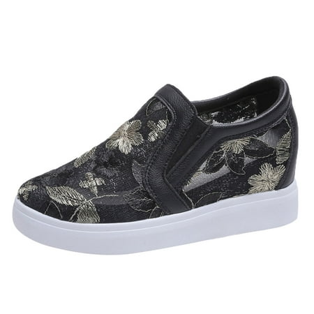 

Casual Shoes For Men Casual Women S Non Mesh Flowers Slip Solid Color Slip On Thick Sole Breathable Work Single Shoes Women S Business Casual Shoes Artificial Leather Black 39