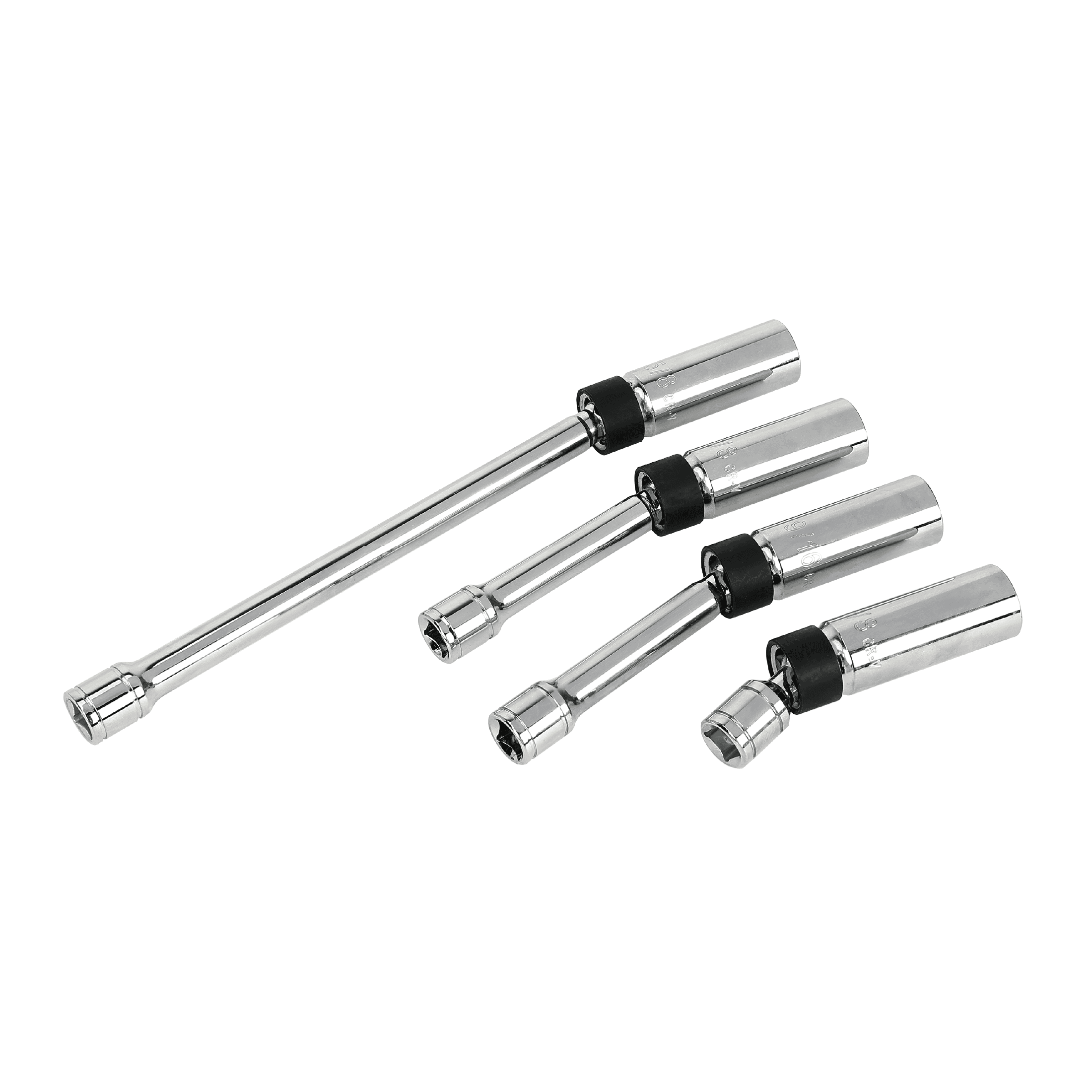 Hyper Tough 4-Piece 3/8-Inch Drive Swivel Magnetic Spark Plug Socket Set