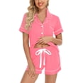thumbnail image 1 of Conjunto de pijama Anjue para mujer, pantalones cortos con botones, manga corta de dos piezas, 1 of 5