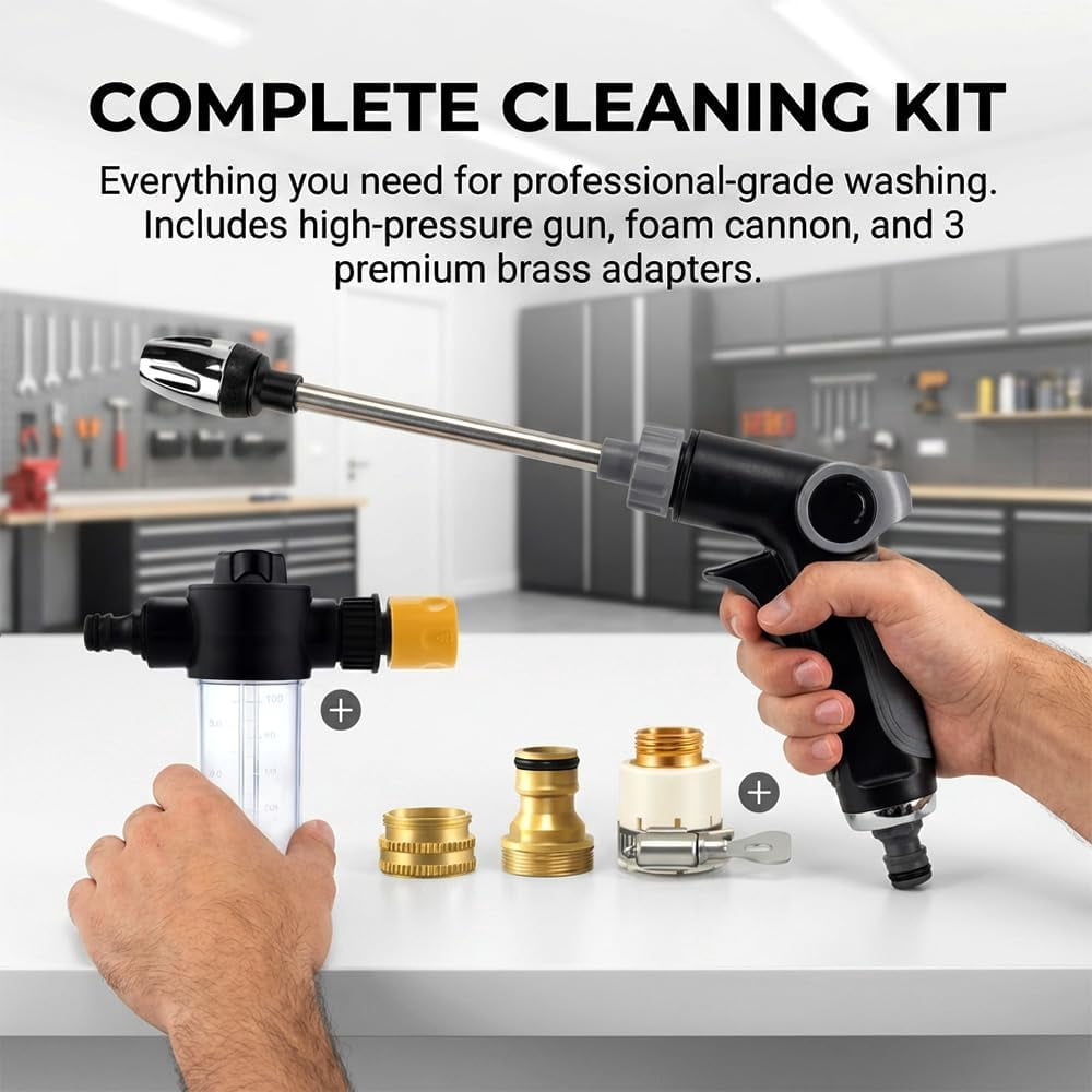 Compact Pressure Washer with 360° Rotating,Multi Function High Pressure Hose Nozzle for Cleaning Yard Car Driveways